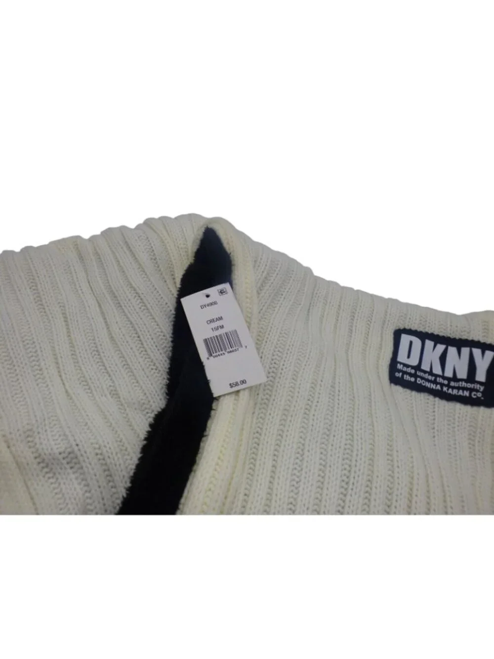 KNY Fleece-Lined Knit Infinity Scarf, Cream